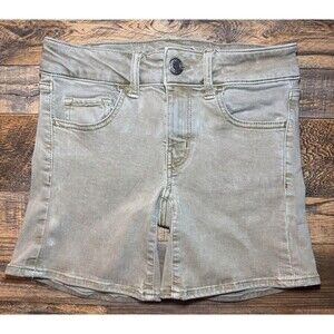 American Eagle Womens Size 0 Khaki Tan Shorts Medium Wash Midi Inseam 5" Bermuda